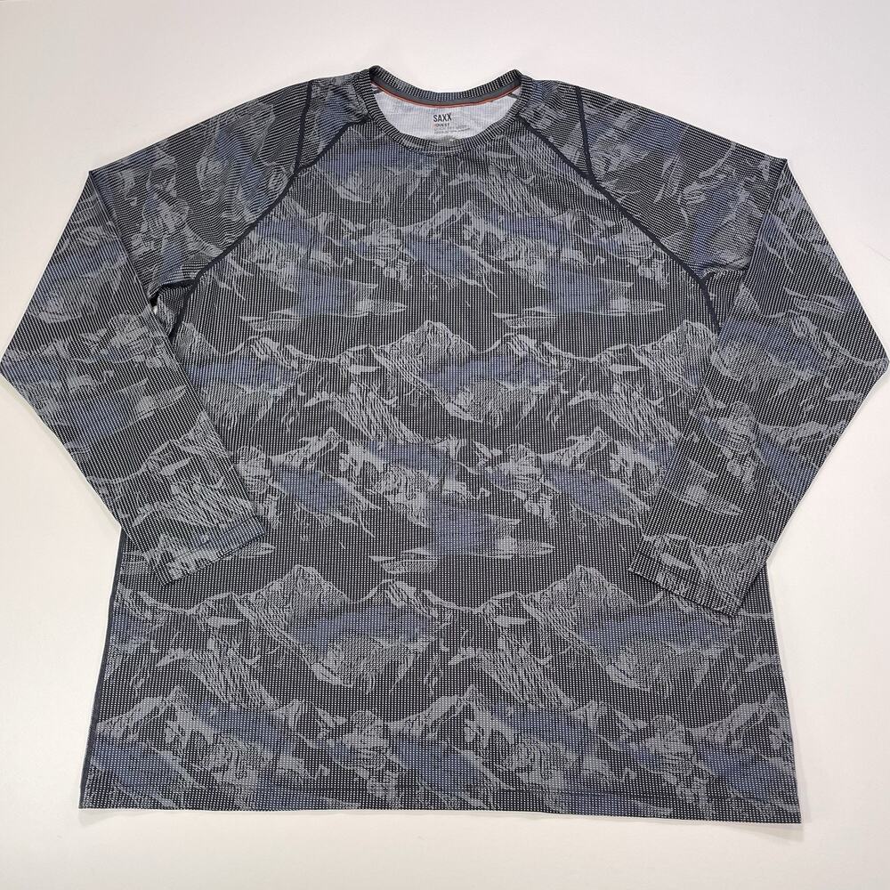 Saxx Performance T Shirt Men’s XXL Quest Quick Dry Athletic Long Sleeve AOP